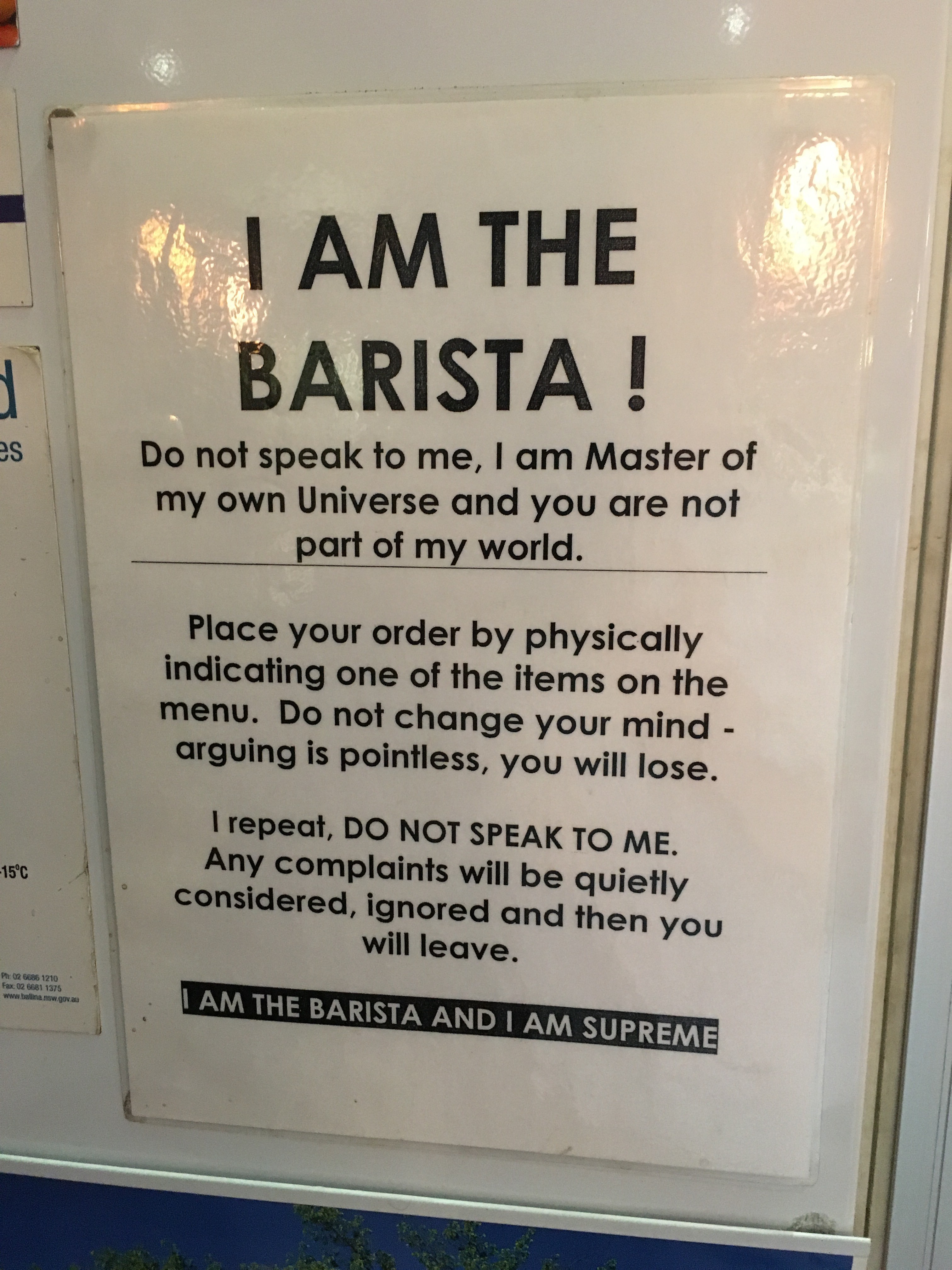 I am the Barista and I am Supreme What I Learnt Today
